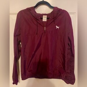 PINK Lightweight Pullover Anorak Jacket in Deep Maroon
